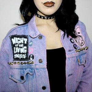 Image of SICK X NIGHT OF THE LIVING THREAD - 'COSMIC ACID' denim jacket MEDIUM