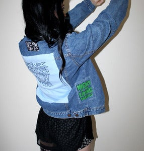 Image of SICK X NIGHT OF THE LIVING THREAD - 'BABY BLUE' denim jacket SMALL
