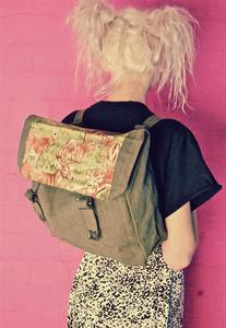 Image of OH DEER Canvas Backpack Rucksack Bag Deer Stag Print