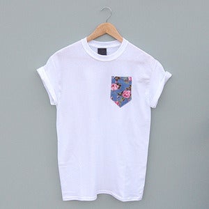 Image of Blue Floral Pocket Tee by Patch Apparel 