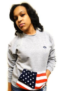 Image of (Womens) GREY FLAG POUCH CREW