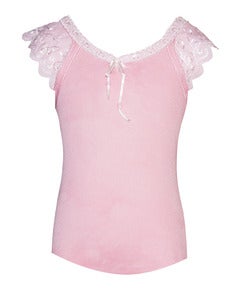 Image of Pretty girly lace cotton tank in lolly PINK