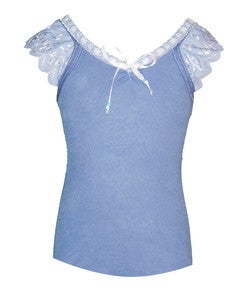 Image of Pretty girly lace cotton tank in cornflower Blue 