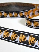 Image of Star Lion Black and Orange woven ribbon (by the metre)