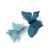 Image of Feather Glitter Butterfly Clips - Blue