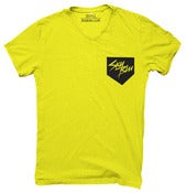 Image of Sky Blu Neon Yellow Pocket V Neck