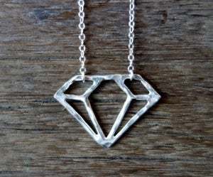 Image of Sterling Silver Handmade Diamond Outline Pendant