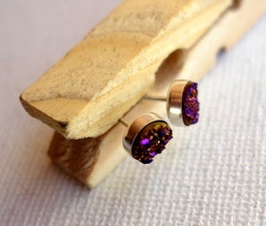 Image of Tiny Purple Drusy Studs