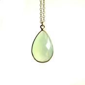 Image of Sea foam chalcedony bezel necklace