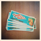 Image of Vintage orange fruit box labels  x 3