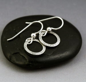 Image of Sterling Silver Mini Hoop Earrings - Sand Texture