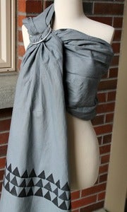 Image of Umi Sling Baby Carrier: Handprinted Cotton-Linen Blend "This Way Gray"