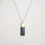 Image of Gray Painted Rectangle Pendant & Gold Fill Chain Color-Blocked Necklace