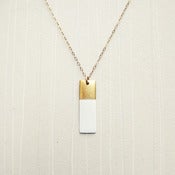 Image of White Painted Rectangle Pendant & Gold Fill Chain Color-Blocked Necklace