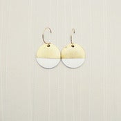 Image of White Painted Circle Color Block Earrings with 14k Gold Fill Earwires