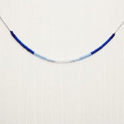 Image of Ombre Blue Bead & Silk Cord Necklace