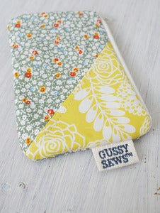Image of Yellow Floral + Floral medium zipped pouch