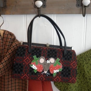Image of Vintage Welsh Wool Strawberry Mouse Handbag