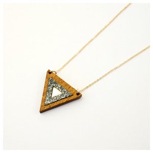 Image of Inlaid Triangle Necklace - Wood