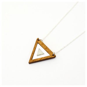 Image of Inlaid Triangle Necklace - Wood