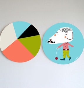 Image of Cuadro infantil Perro Bigotes o Caleidoscopio - kids wall art 