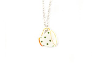 Image of Green Polka Dot Tea Cup Necklace