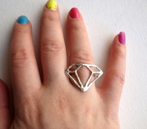 Image of Sterling Silver Diamond Shape Ring