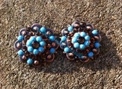 Image of Swarovski Rhinestone Conchos - Smoke Topaz and Turquoise