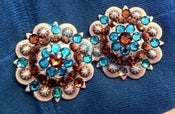 Image of Swarovski Rhinestone Conchos - Smoke Topaz and Blue Zircon