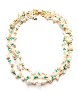 Image of Freshwater Pearl & Turquoise Necklace