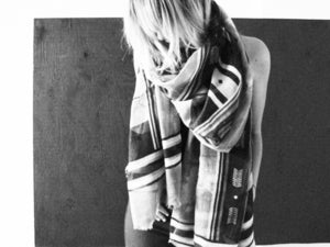 Image of WOOL/SILK SCARF - AZTEC STORM