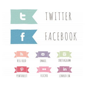 Image of Hand Drawn Ribbon Social Buttons
