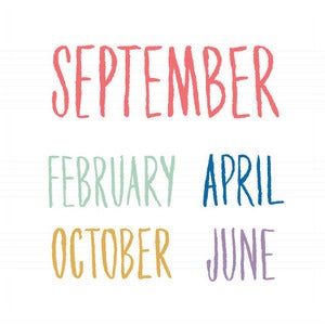Image of Hand Painted Calendar Months