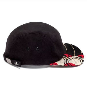 Image of MOUPIA Black Wool/Kitenge Dots 5 Panel hat