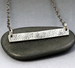 Image of Sterling Silver Bar Necklace - Grass Texture