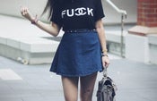Image of Lait Studded Denim Skirt 