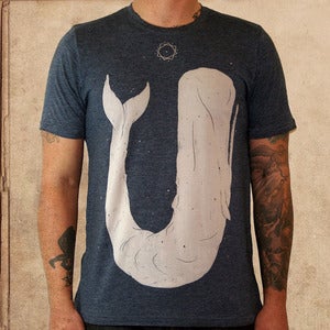 Image of Moby Dick - antique blue - 50/50 - discharge ink