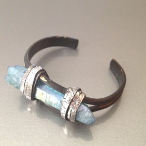 Image of OXIDIZED AQUA AURA QUARTZ/SILVER