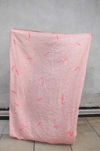 Image of Linen Throw "Pick Up Sticks Pink"