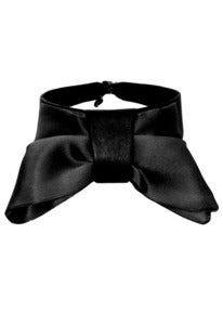 Image of Black silk and leather bow collar + colors