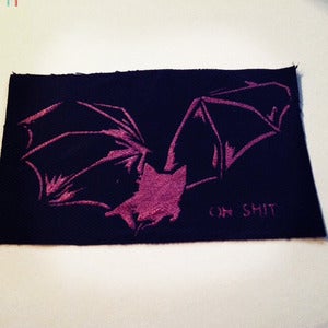 Image of SICK Oh shit bat patch - black & metallic red