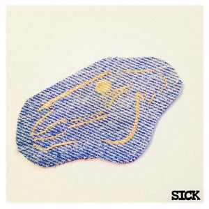 Image of SICK tiny Horse skull patch - denim & gold