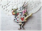 Image of The White Rabbit Trumpetting Alice In Wonderland Brooch