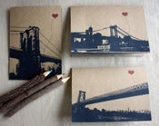 Image of NYC Lover's Bridges set of 3 note cards