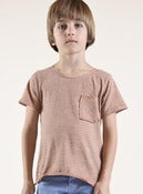 Image of ESP NO°1 stripey pocket tee, tangerine heather