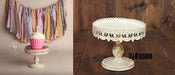 Image of Cream Distressed Cake Stand - Vintage Style - Metal - NEW