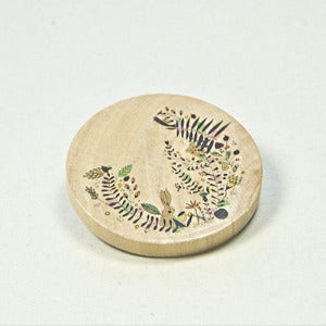 Image of Illustrated wooden brooch - Botanical