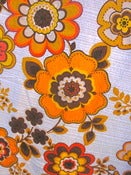 Image of Vintage 1970s Groovy Orange Flower Curtains