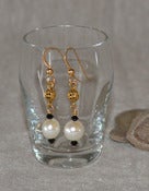 Image of White Pearls and Black Crystal