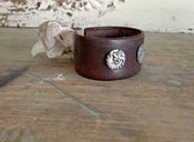 Image of Vintage Leather Cuff with Antique Buttons & Lace Tie